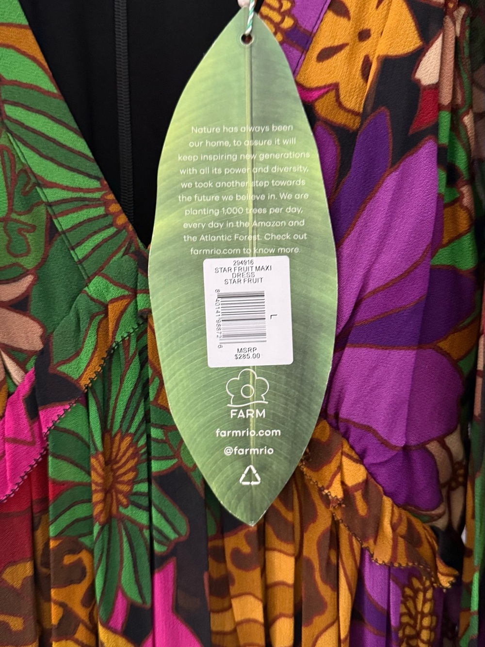 Farm Rio - Star Fruit Maxi Dress — tiered with gathered sleeve - Picture 5 of 10